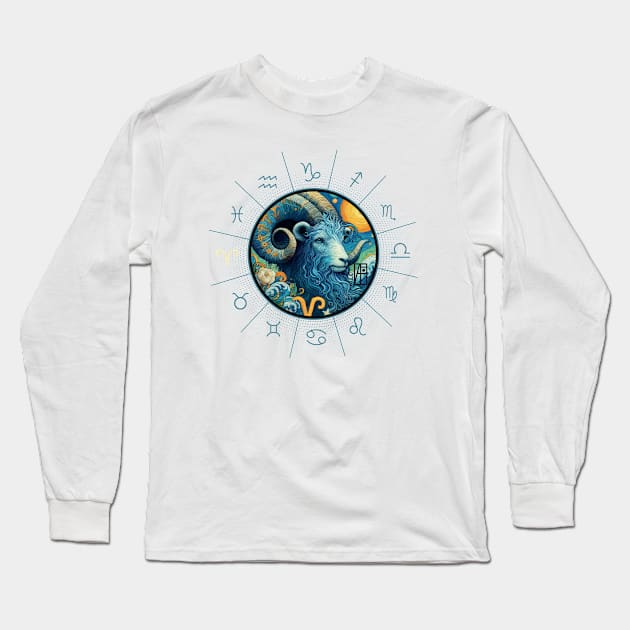 ZODIAC Aries - Astrological ARIRS - ARIRS - ZODIAC sign - Van Gogh style - 3 Long Sleeve T-Shirt by ArtProjectShop